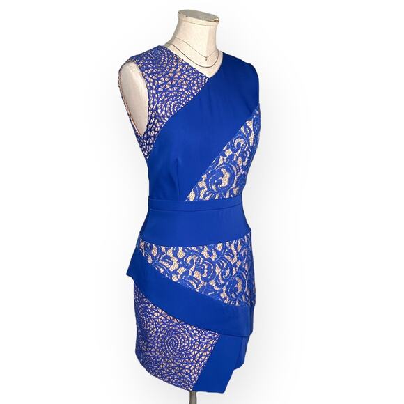 BCBGMAXAZRIA Dalia Cocktail Dress Asymmetric Lace Coquette Creative Party Blue - Picture 6 of 14